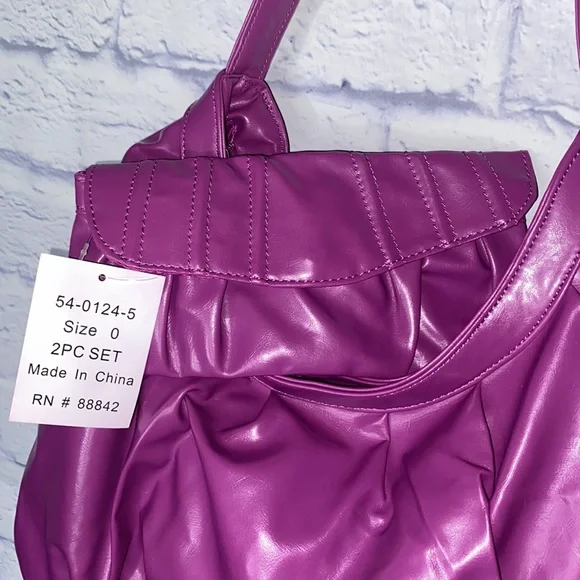 Y2K Purple 2pc Puffer Shoulder Bag Purse✨NWT - Picture 3 of 7